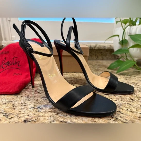 Christian Louboutin LoubiGirl 100 Black Leather Heels Size 41 - Picture 8 of 13